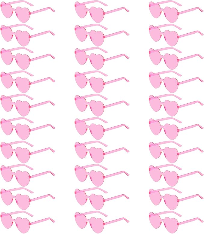 30 Pcs Heart Shape Sunglasses Frameless Transparent Glasses Get-Together Favors for Women