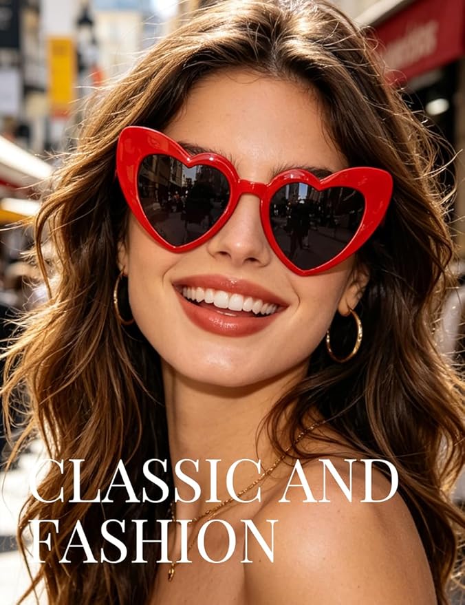8 Pack Heart Sunglasses Vintage Cat Eye Heart Glasses Retro Bachelorette Bride Sunglasses Bulk for Women