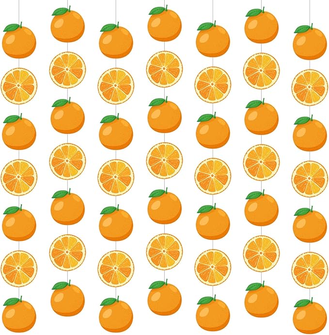 Daifunli 8 Pcs Orange Party Decorations Citrus Slice Birthday Hanging Garlands Banner Tangerine Paper Cutouts Streamer for Little Cutie Orange Baby Shower Wall Ceiling Spritz Decor Supplies