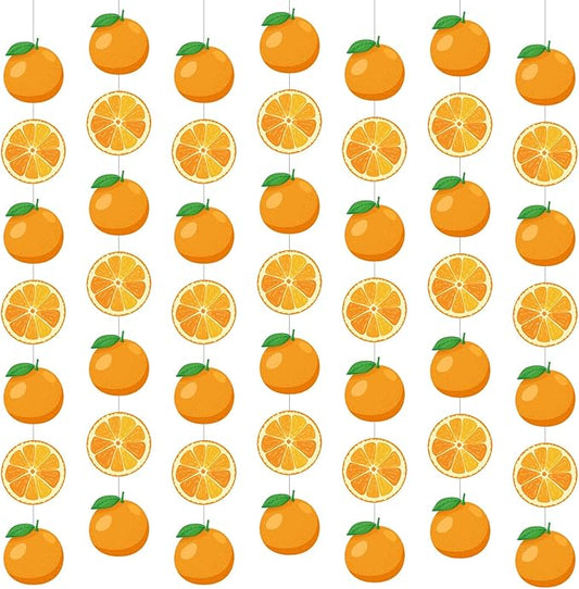 Daifunli 8 Pcs Orange Party Decorations Citrus Slice Birthday Hanging Garlands Banner Tangerine Paper Cutouts Streamer for Little Cutie Orange Baby Shower Wall Ceiling Spritz Decor Supplies