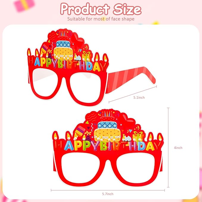 WHAVEL Happy Birthday Decorations 12Pcs Birthday Party Favors Glasses Photo Booth Props