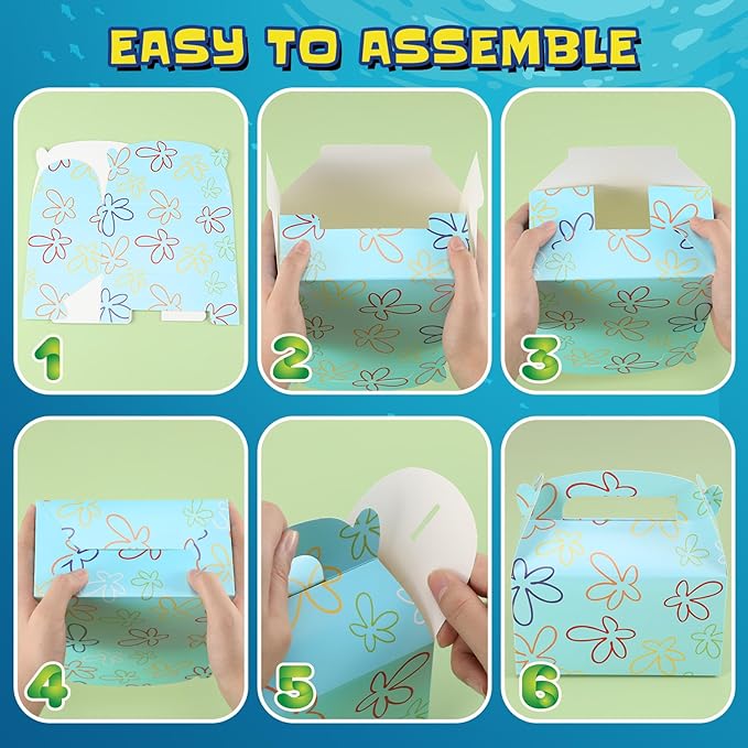 Marspark 24 Pack Sponge Cartoon Birthday Party Supplies, Paper Gift Boxes, Cartoon Candy Treat Boxes for Birthday Party Decorations(Flower Cloud Pattern)
