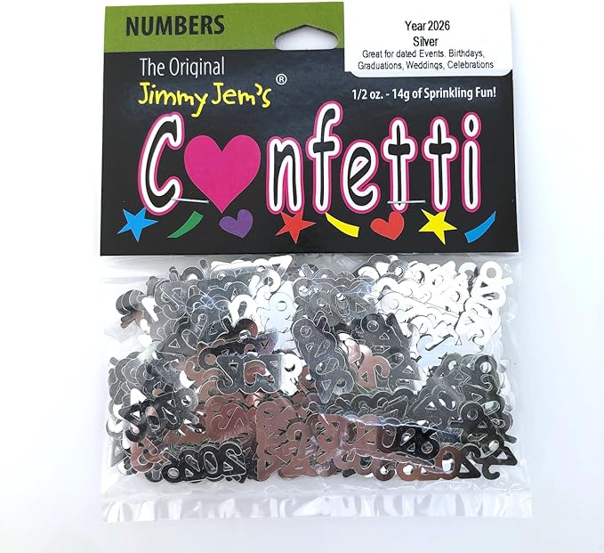 Confetti Year 2026 Silver - 4 Half Oz Bags (2 oz) #7346 Q02
