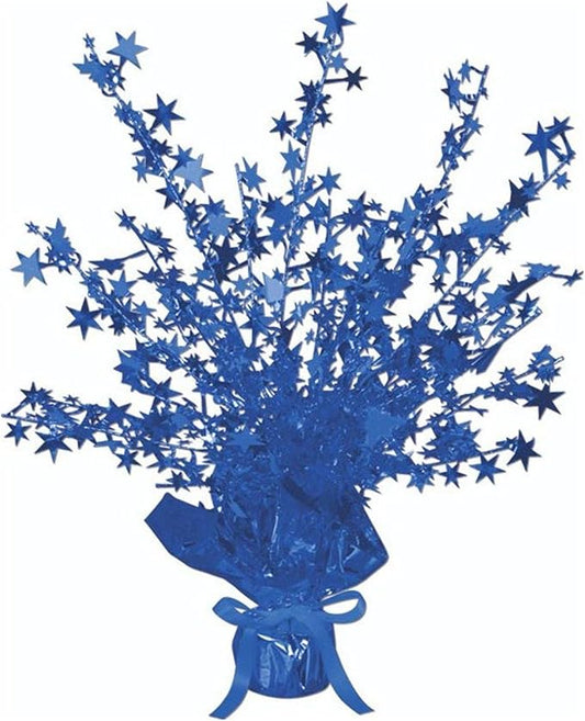 Beistle Star Gleam ’N Burst Centerpiece, Blue Table Adornment for Special Events & Parties, Metallic Table Display & Star Decorations, 15"