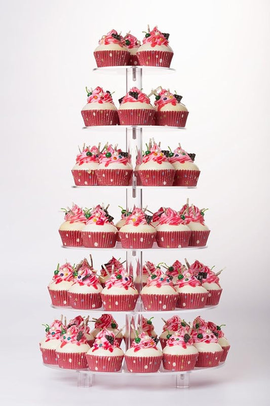 YestBuy Cupcake Stand, Acrylic Cupcake Tower Tree, 6 Tier Large Cupcake Holder for Pastry, Clear Cupcake Dispaly Stand with Base for Party, Wedding, Baby Shower