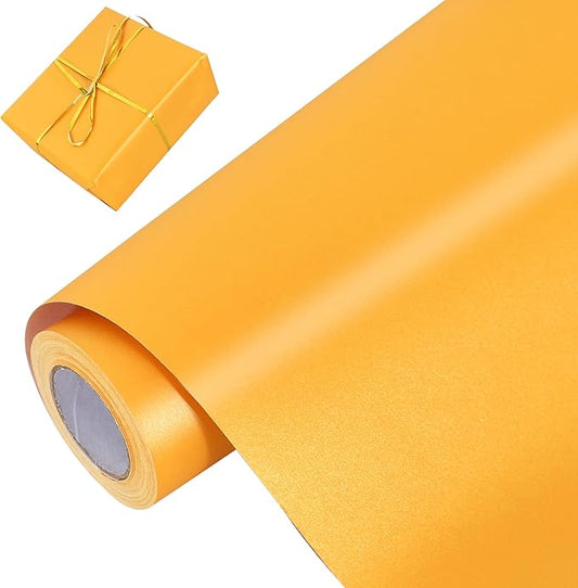 BEISHIDA Gold Gift Wrapping Paper Solid Color Pearly-Lustre Wrapping Paper Roll Matte Gift Wrap Paper, Packing Paper for Wedding, Birthday, Graduation, Christmas Wrapping Paper(17inches X 32.8ft)