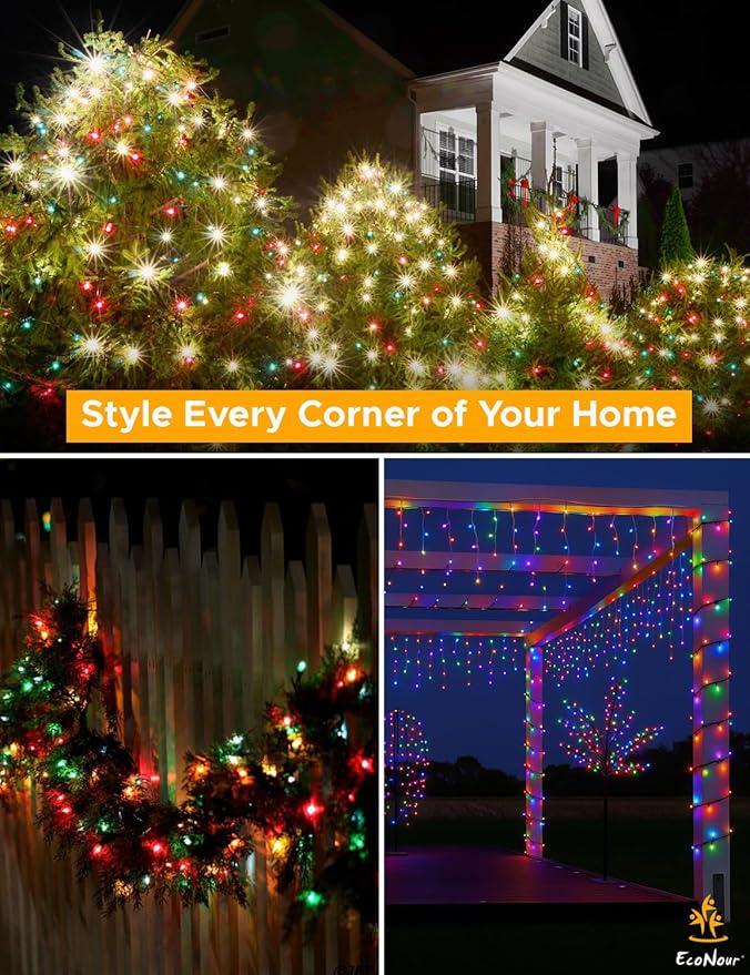 EcoNour 29.5 Ft 720 LED Cluster Twinkle Lights for Easter Decorations, 8 Modes String Lights for Decoration with Timer and Memory Function, Multicolor Sparkle Lights for Magical Home & Outdoor
