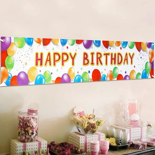 Birthday Banner Happy Birthday Sign Huge Balloon Banner Decorations Supplies Colorful Fence Outdoor Giant Sign Photo Prop Backdrop Outside Decoration 6 Feet