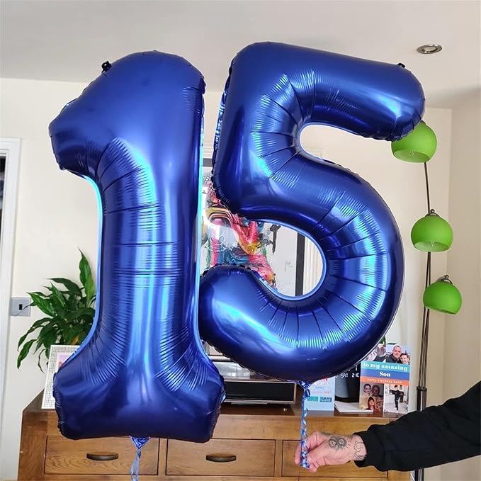 Navy Blue Number 1 Balloons, 40 In Large Dark Blue Number 1 Foil Helium Balloons for Men, Self Inflating Royal Blue Number Balloons 0-9 for Boys 1st 10th Birthday Anniversary Party Decoration