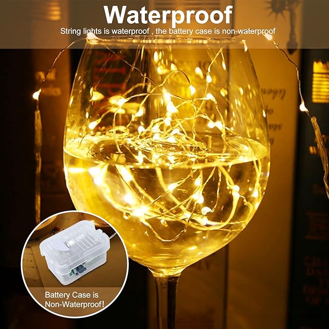 AIKEI 12 Pack Led Fairy Lights Battery Operated String Lights Waterproof Silver Wire 7 Feet 20 Led Firefly Starry Moon Lights for DIY Wedding Party Bedroom Patio Christmas Warm White