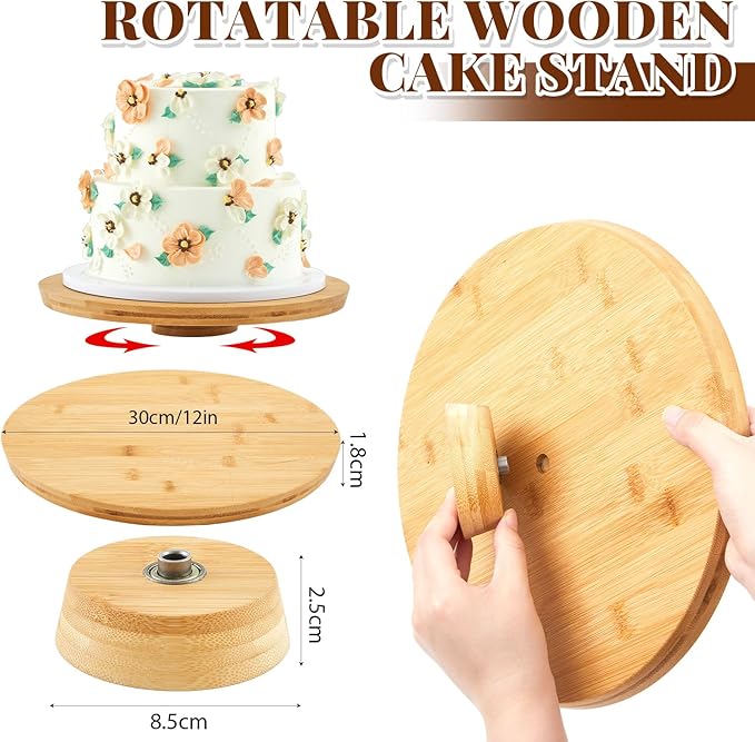Roowest Wood Cake Stands Set of 6 Wood Dessert Tower Trays Stand Cupcake Stand Rustic 3 Tier Farmhouse Cupcake Serving Stands with Dessert Trays for Tea Party (Bamboo)