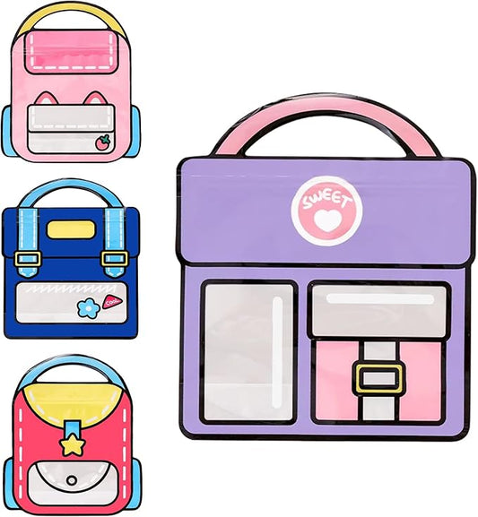Muitcdo 20 PCS Small Goodie Bags for Kids with Handles Cute Party Favor Bags Seal Plastic Children Gift Wrap Bags Bulk Snack Candy Treat Bags for Birthday Back to School Classroom Travel