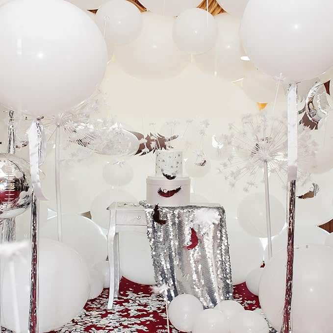 RUBFAC 135pcs White Balloons Different Sizes 18 12 10 5 Inch for Garland Arch, Latex Balloon for Wedding Birthday Party Baby Shower Anniversary Baptism Decorations