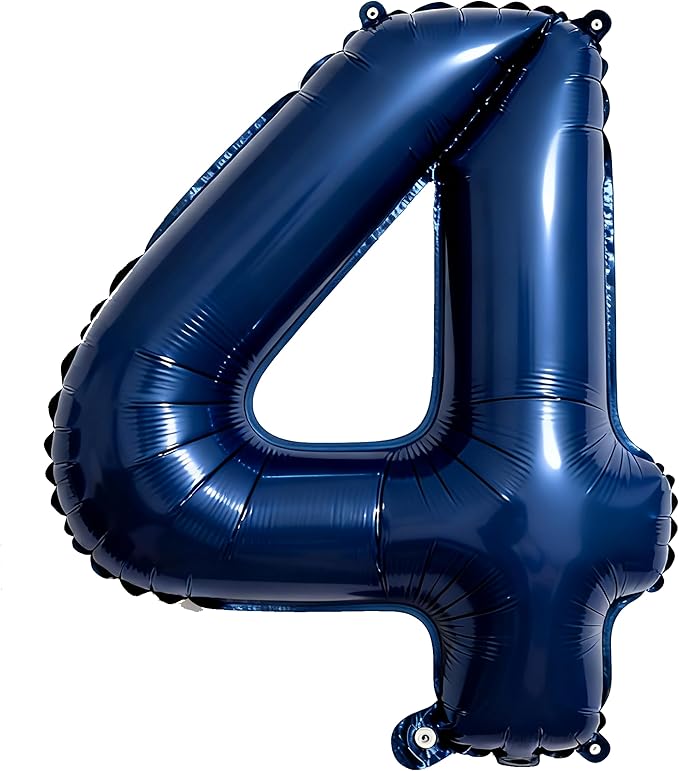 Navy Blue Number 4 Balloons 40 Inch Giant Number Dark Blue 4 Foil Mylar Balloons for 4th Birthday Anniversary Events Party Decorations
