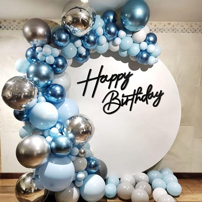 Happy Birthday Sign - Black Felt 'Happy Birthday' Letter Sign for Balloon Arch Backdrop Decorations - 1 Count, Unisex, All Ages, Boys, Girls
