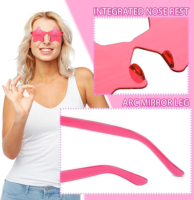 LIULIUBTY Star Shaped Sunglasses, Heart Sunglasses for Bachelorette Party, Colorful Party Favors