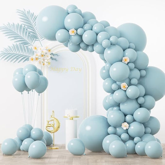 Voircoloria 130pcs Pale Aqua Balloons Different Sizes 18" 12" 10" 5" Aqua Blue Latex Balloon Garland Arch Kit for Birthday Baby Shower Graduation Wedding Gender Reveal Anniversary Party Decorations