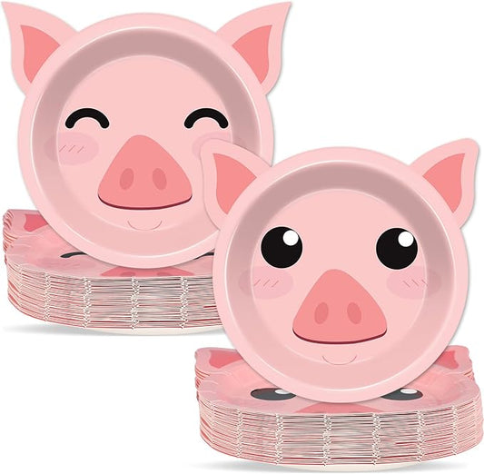 50 Count Pig Paper Plates Pig Shaped Disposable Plates Baby Shower Party Plates Pink Theme Party Dinnerware Farm House Barnyard Plates for Gender Reveal Boy Girl Baby Shower Birthday Party Decorations