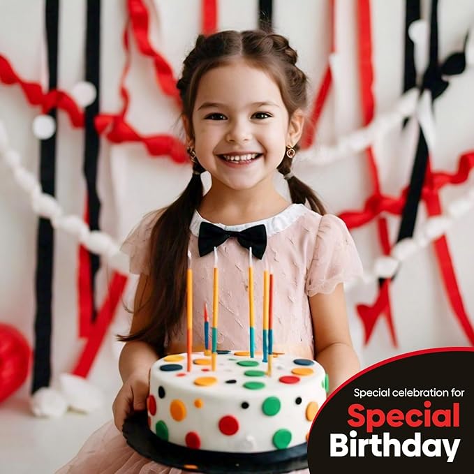 Captain Décor 8 Red Black and White Streamers, 656ft Pack of Crepe Paper for Red Black and White Party Decorations, Bridal Shower and Party Supplies & Birthday Decoration (1.8 inch x 82 ft/Roll)