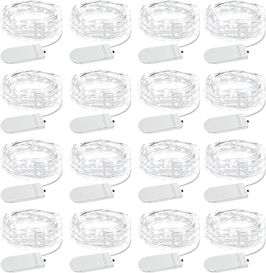 Olafus 16 Pack Fairy Lights Battery Operated, IP68 Waterproof Mini String Light, 7ft Small LED Bottle Light for Wedding Vase Centerpieces Table Decorations Christmas Indoor Party Jars Gift Cool White