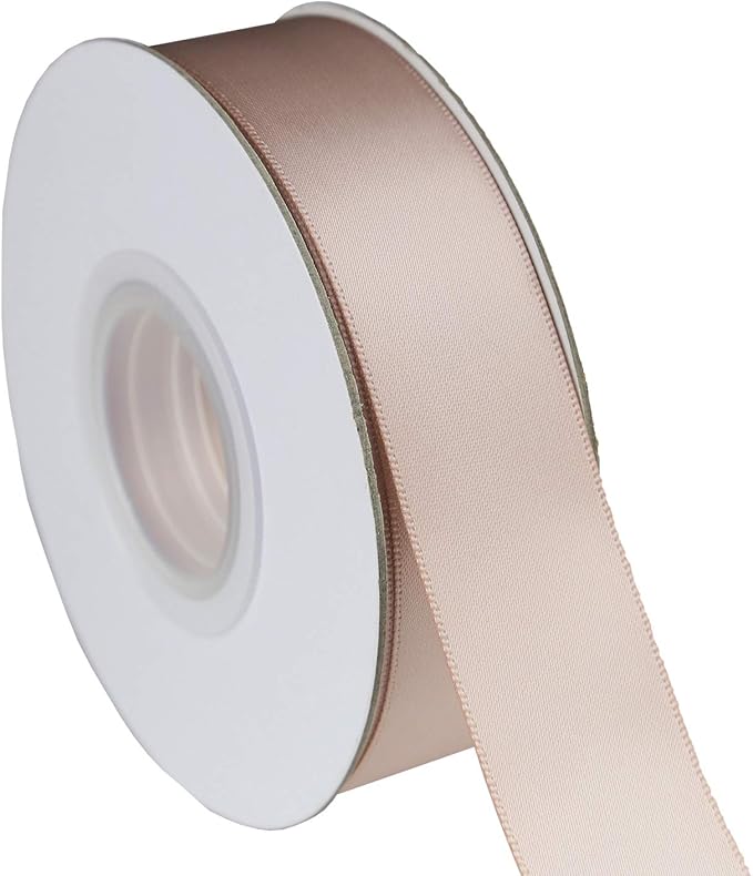 ITIsparkle 1" Inch Double Faced Satin Ribbon 50 Yards-Roll Set for Gift Wrapping Scrap Books Party Favor Hair Braids Baby Shower Decoration Floral Arrangement Craft Supplies, Vanilla Ribbon