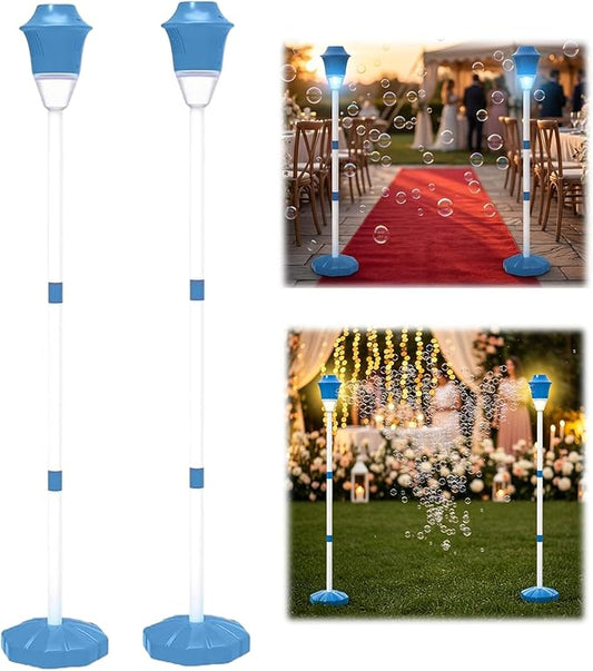 【Ocean Blue -2-Pack】 Bubble Machine - Automatic Bubble Maker Torch with Adjustable Height Up to 47 Inche with LED Lights & Music for Birthday Party Garden Yard Ocean Blue -2-Pack