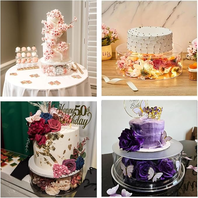 12 Inch Clear Acrylic Cake Stand, Round Cupcake Display Holder with Hollow Bottom, Dessert Stand for Wedding Birthday Party Christmas, Tiered Display Riser for Cakes, Donuts, Appetizers