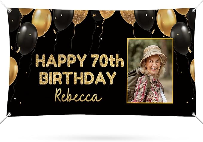 Happy Birthday Banner Personalized Name Photo Age Custom Birthday Banners and Signs Customize for Birthday Party Decoration 4'x2'