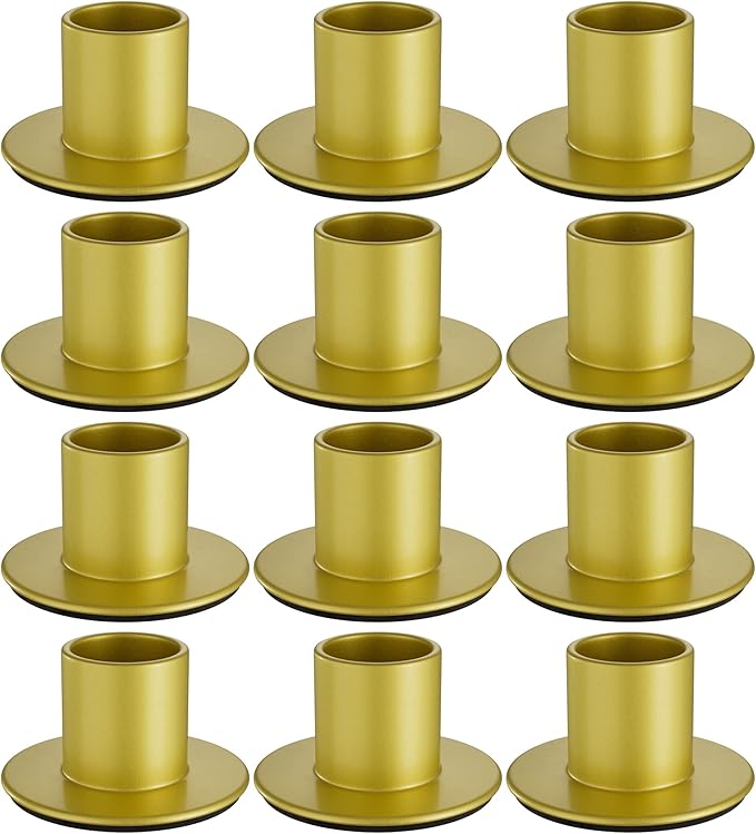 12 PCS Gold Candle Holders Bulk - Elegant Taper Candle Holders, Classic Gold Candlestick Holders for Table Centerpiece, Festive Christmas Mantel Display or Sophisticated Home Decor