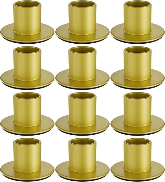 12 PCS Gold Candle Holders Bulk - Elegant Taper Candle Holders, Classic Gold Candlestick Holders for Table Centerpiece, Festive Christmas Mantel Display or Sophisticated Home Decor