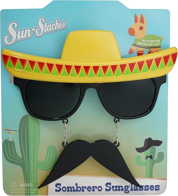 Sun-Staches Fiesta Fun Sombrero Sunglasses | Photo Booth | Party Attire or Party Favor | One Size Fits Most