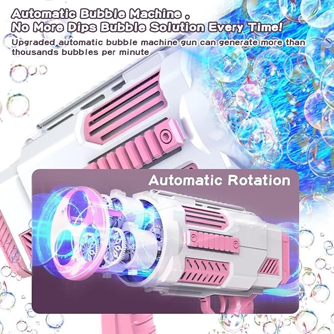 Bubble Machine Automatic Bubble Gun, Summer Beach Bubbles Blower Outdoor Kids Toys for Boy Girl Age 3 4 5 6 7 8 9 10 11 12 Year Old, Birthday Wedding Party Christmas Favors(No Dip)