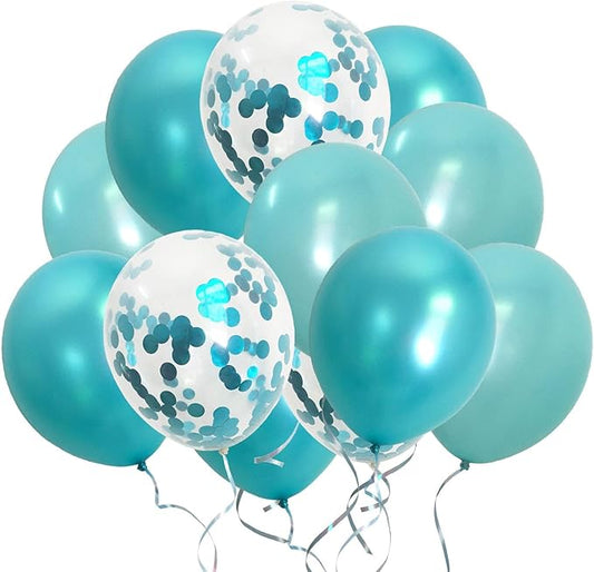 Turquoise Balloons Metallic Confetti Teal Balloons for Engagement Bachelorette party decorations Supplies(Turquoise Teal Confetti)