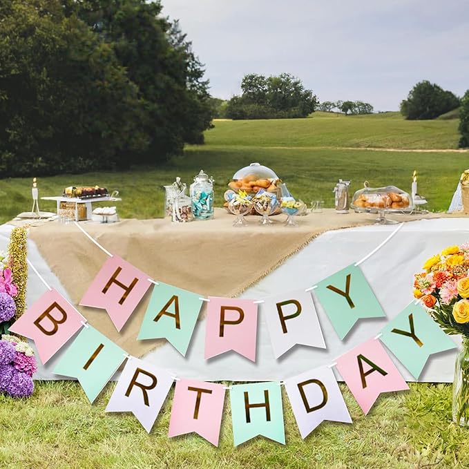 Happy Birthday Banner Party Banner Birthday Hanging Decoration for Women Men Girls Boys Adults Pets Party Backdrop Wall Decor Party Supplies