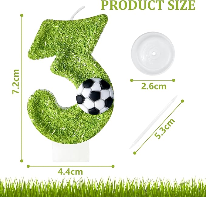 30th Birthday Candles，Soccer Birthday Decorations，Suitable for Girl and boy Cake Toppers, Wedding Cakes, Anniversaries, Party Celebrations, Birthday Decorations