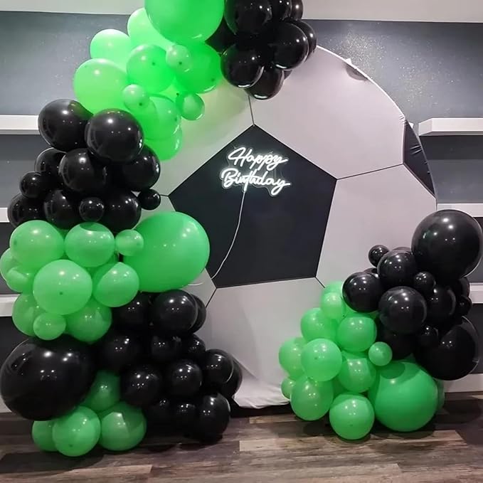 Green and Black Soccer Balloon Garland Arch Kit, Black Light Lime Green Latex Balloons Balloon for Boys Men Video Game Jungle Football Theme Baby Shower Soccer Birthday Party Decorations Supplies