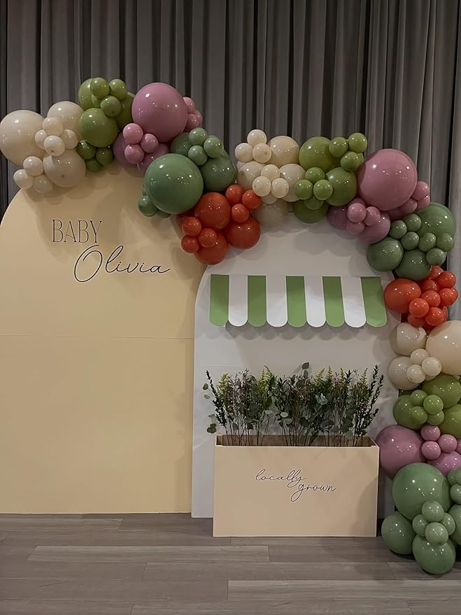 Locally Grown Balloon Arch Garland Kit for Home Grown Baby Shower First Birthday Farmers Market She's Off The Market Bridal Shower Bachelorette Party Decoration (Green Orange Purple)