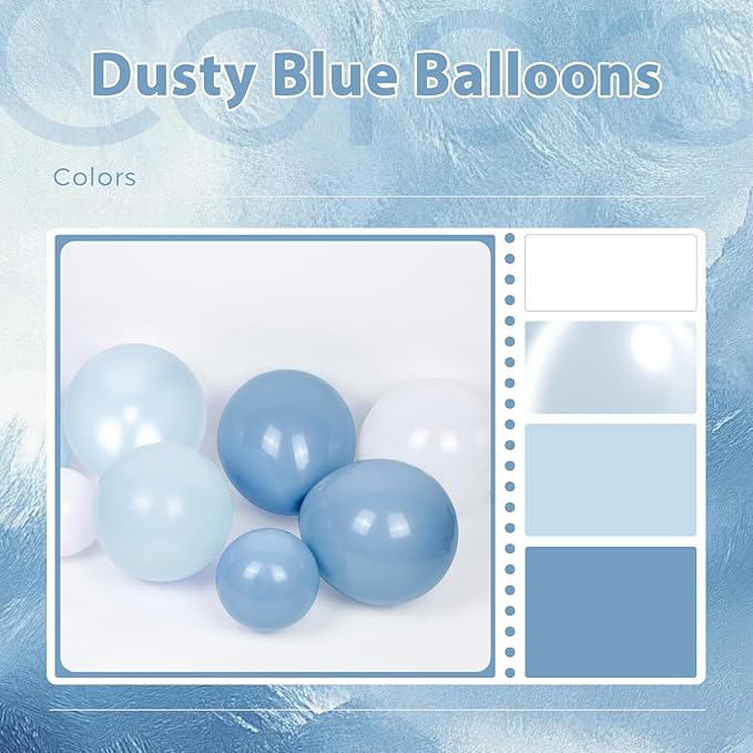 60pcs Dusty Blue Balloons 12inch with Clear Pastel Pearl Blue and White Balloons for Wedding Bridal Baby Shower Shower Birthday Party Decorations
