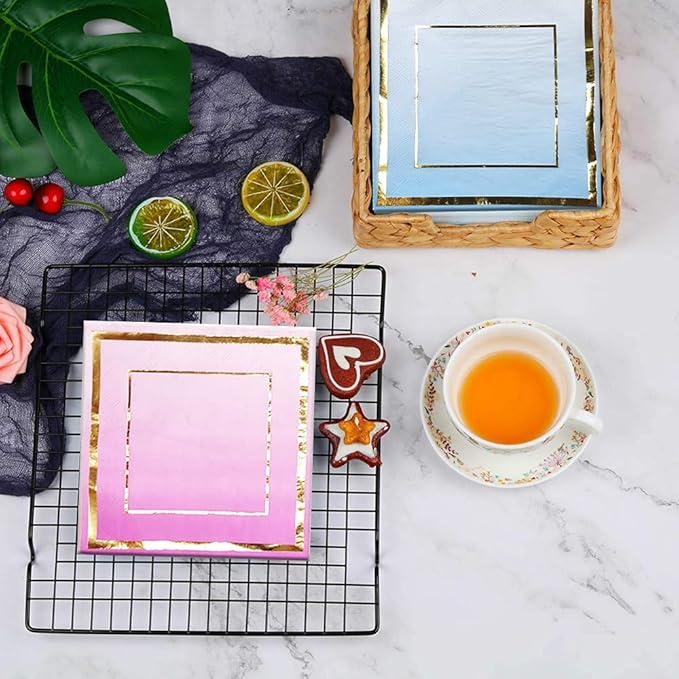 Ottin Gender Reveal Party Decorations 250 Pcs Pink and Blue Party Supplies Paper Plates and Napkins Set for Boy or Girl Birthday Wedding Bridal Shower