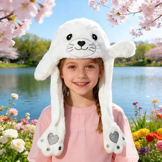 Animal Hat with Funny Plush Moving Ears,Crazy Hats for Kids Holiday Cosplay Easter Dress Up Cute Hat Kids Gift