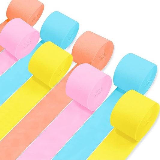 8 Rolls Crepe Paper Streamers, Candy Streamers Party Decorations for Birthday Baby Shower Memaid Easter Party
