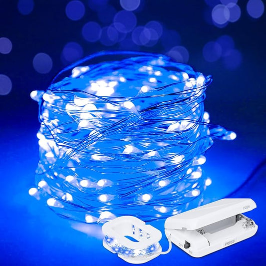 Aogist 2-Pack16FT Fairy Lights with Spool,Ultra-Bright 50 LEDs Battery Operated Copper Wire String Light for Bedroom Christmas Wedding Centerpiece Parties Decoration,Blue