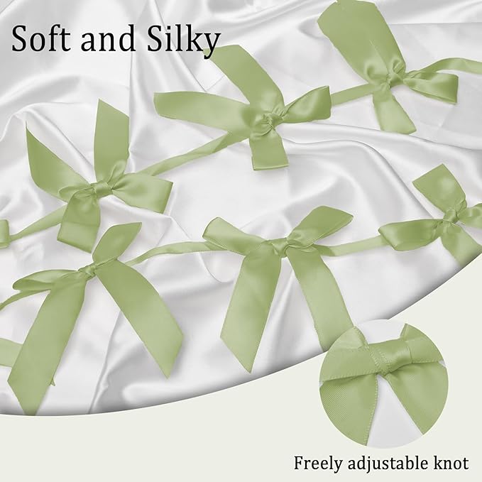 2pcs Sage Green Bow Garland Banner - 8.3 Feet Coquette Ribbon Bow Decorations for Baby Shower, Birthday Party, Bridal Shower Decor (Sage Green)