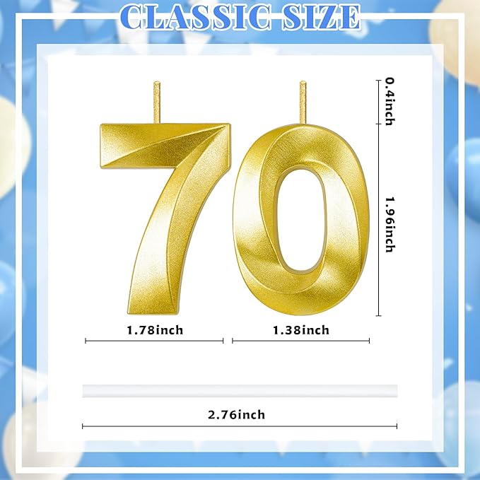70th Birthday Candles for Cake,Birthday Decorations for Him Her,Number Candles for Cake Toppers Party Anniversary