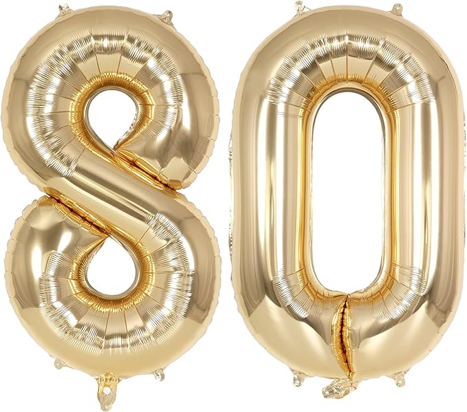 Champagne Gold Large Number 80 Balloon, 40 Inch Light Gold Foil Helium Number Balloons, Giant Mylar Number 80 Balloons for 80 Years Old Birthday Party Anniversary Decorations (Champagne Gold 80)