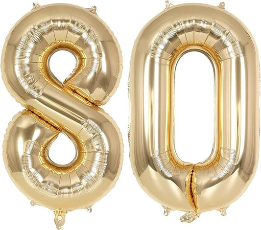 Champagne Gold Large Number 80 Balloon, 40 Inch Light Gold Foil Helium Number Balloons, Giant Mylar Number 80 Balloons for 80 Years Old Birthday Party Anniversary Decorations (Champagne Gold 80)
