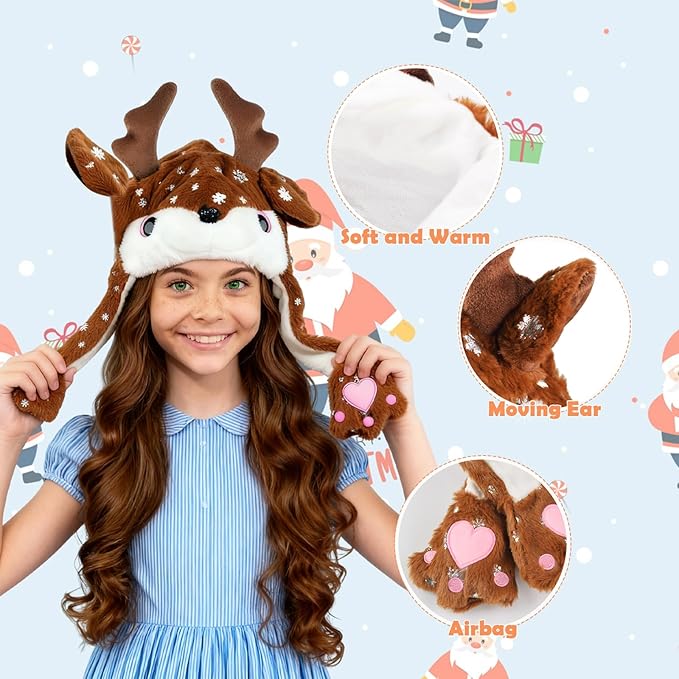 Animal Hat with Funny Plush Moving Ears,Crazy Hats for Kids Holiday Cosplay Easter Dress Up Cute Hat Kids Gift