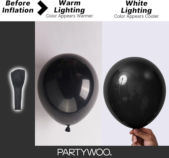 PartyWoo Black Balloons 140 pcs Different Sizes of 18 12 10 5 Inch Black Balloons Arch Kit Garland for Baby Shower Birthday Graduation Casino Gaming Anniversary Retirement Party Decorations Black-Y18