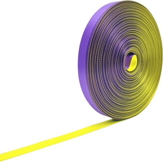 3/8 Ribbon, Purple & Yellow Two-Tone Double Faced Satin Ribbon for Gift Wrapping, Flower Bouquet, Bow, Hair, Wedding, DIY Crafts, Holiday Party Decorations, 30 Yards Total