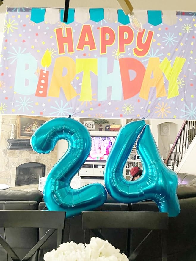 Balloon Numbers 40 Inch 5 Ballon for 5th Birthday Decorations, 15 25 35 50 Big Light Blue Number Balloons for Wedding Photo Shoot Party Decor